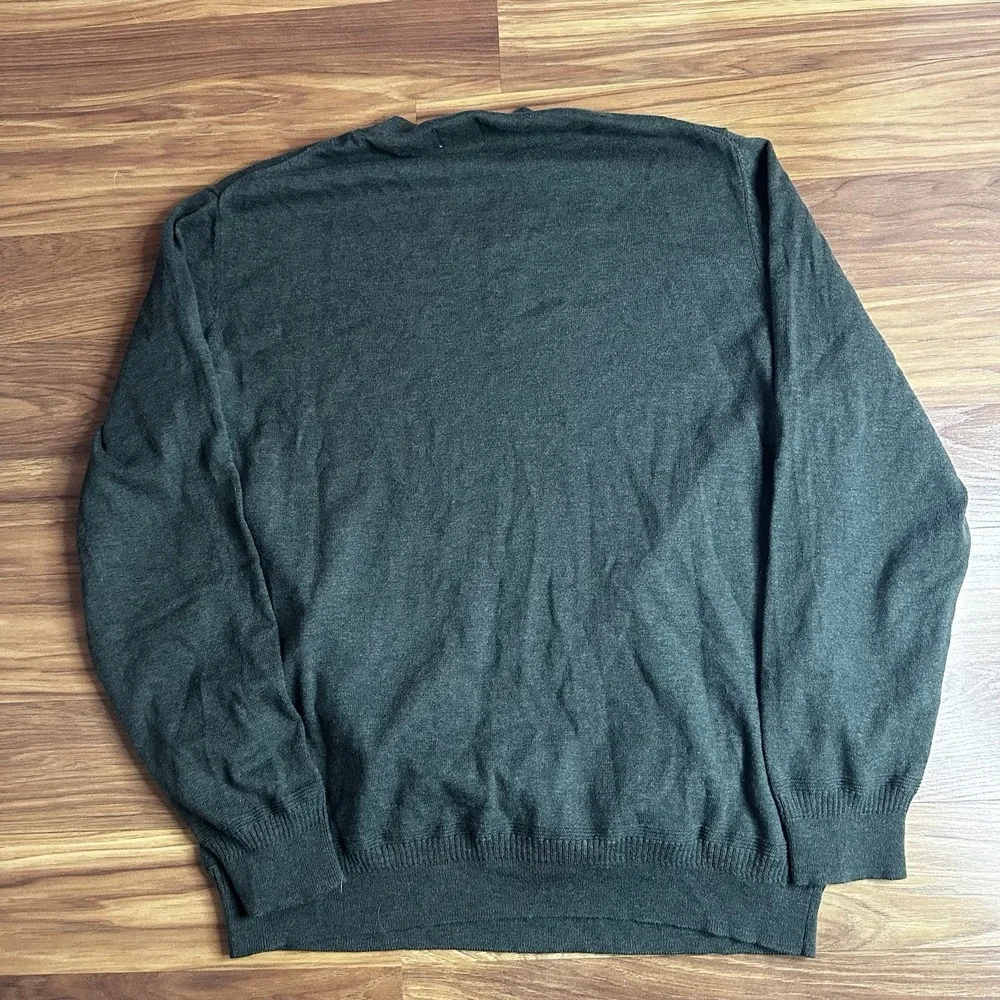 Flint & Tinder Sweater Mens Large Green Merino Wool Blend Crewneck Lightweight